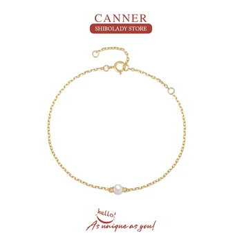 Мини-жемчужный браслет CANNER, Цепочка из стерлингового серебра 925 пробы, Ювелирная вечеринка, подарок на День рождения для женщин, Ювелирный Дизайнерский браслет