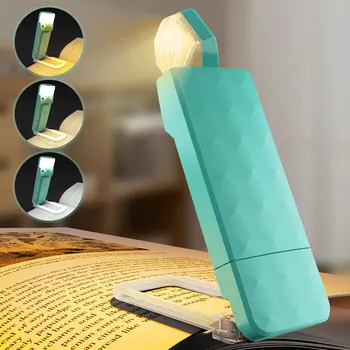 Мини-светодиодная Портативная Лампа для чтения с закладками, перезаряжаемая через USB, Защита глаз, Регулируемая яркость, Прикроватный Зажим для чтения, Книжный светильник
