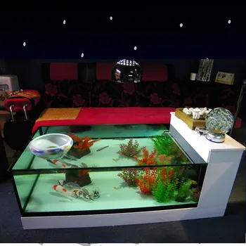 Многофункциональная смена воды в гостиной, Прямоугольный Креативный стеклянный чайный столик, Аквариум с рыбками