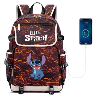 Многофункциональные рюкзаки Disney Lilo Stitch Oxford с USB-зарядкой, мужская дорожная сумка, Женский студенческий рюкзак для ноутбука