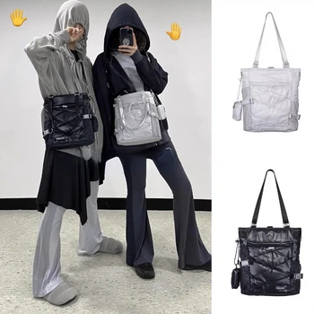 Многофункциональный светло-серый нейлоновый рюкзак на одно плечо, повседневный рюкзак для путешествий, сумка через плечо большой емкости Y2k