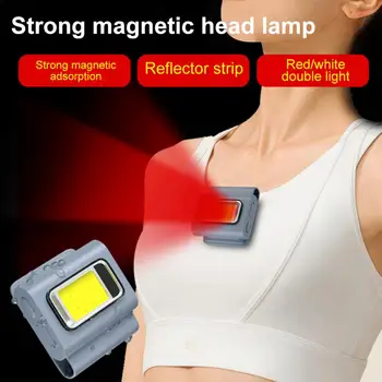 Многофункциональный светодиодный портативный светильник с магнитной зарядкой, Прищепка для бега, Силиконовая рабочая фара, фонарь для собачьей цепи.