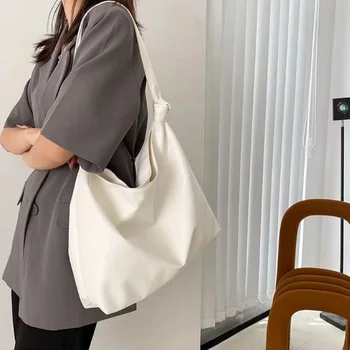 Модная женская сумка через плечо большой емкости, повседневная универсальная женская сумка-мессенджер, дизайнерская однотонная роскошная сумка-ведро, женская сумочка