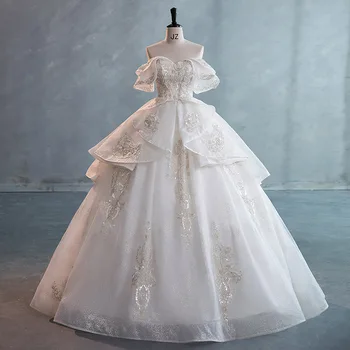 Модное Бальное платье, Женские свадебные платья с блестками, свадебные платья с открытыми плечами, вечернее платье Noiva robe de mariée