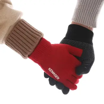Модные зимние перчатки с сенсорным экраном, нескользящие утолщенные теплые варежки, ветрозащитные трикотажные перчатки для мужчин и женщин