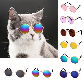 Модные солнцезащитные очки для собак и кошек, товары для домашних животных, Винтажные очки с круглым отражением для маленьких собак и кошек, реквизит для фотографий домашних животных, аксессуары