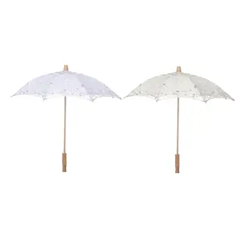 Модный кружевной зонт с деревянной ручкой, зонт для фотосъемки для женщин, Реквизит для свадебной вечеринки, Аксессуар для женского костюма