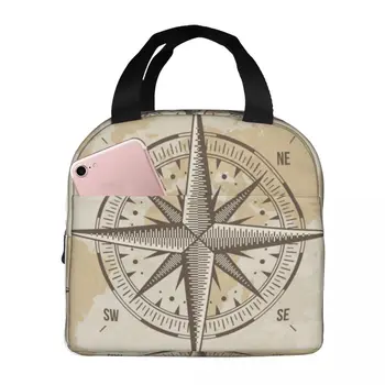 Морской компас Карта Старого Света, портативная изолированная Оксфордская сумка для ланча, Многоразовый Ланч-бокс, Органайзер для ланча, Термохолодильник, сумка-тоут