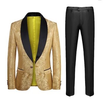 Мужская модная повседневная одежда для вечеринок, костюм, Брюки, куртка, Комплект из двух предметов
