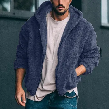 Мужская повседневная осенне-зимняя куртка с капюшоном на молнии и длинными рукавами и карманами, Свободный теплый тренч на каждый день, мужские толстовки с капюшоном, пуловер