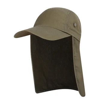 Мужская рыболовная шляпа с солнцезащитным козырьком, Уличная шляпа UPF 50 для защиты от солнца со съемным ушным клапаном для пеших прогулок