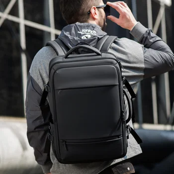 Мужские 17,3-дюймовые рюкзаки для ноутбуков с возможностью расширения и зарядки через USB Большой емкости для путешествий с водонепроницаемой сумкой