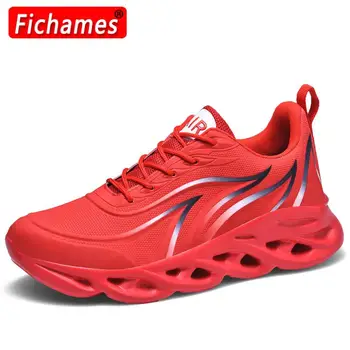 Мужские кроссовки с принтом пламени, спортивная обувь Flying Weave, удобные кроссовки для бега, уличная мужская спортивная обувь