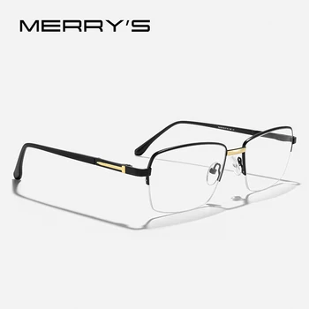 Мужские очки MERRYS DESIGN в оправе из титанового сплава в деловом стиле, Сверхлегкие очки по рецепту врача S2129