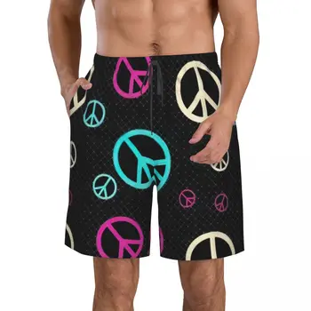 Мужские пляжные шорты в стиле хиппи, Быстросохнущий купальник для фитнеса, забавные уличные забавные 3D шорты
