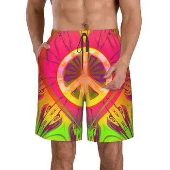 Мужские пляжные шорты в стиле хиппи, Быстросохнущий купальник для фитнеса, забавные 3D шорты Street Fun