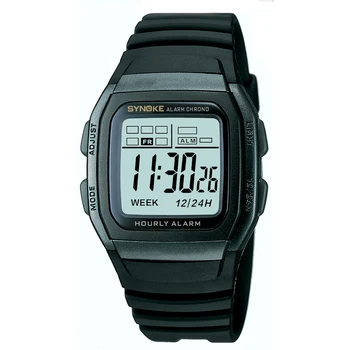 Мужские черные спортивные цифровые часы SYNOKE 9023B