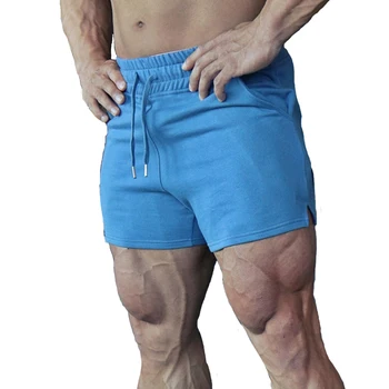 Мужские шорты для фитнеса Хлопок Летние виды спорта Чистый цвет Тренировки Бодибилдинг Бег Трусцой Мужские синие баскетбольные шорты