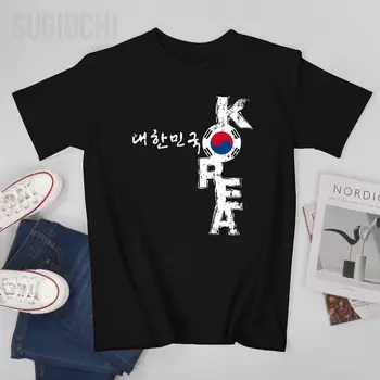 Мужчины Южная Корея, Корейские сувенирные футболки, футболки с круглым вырезом, женщины, мальчики, короткие футболки из 100% хлопка, унисекс, нация, подходит для всех сезонов