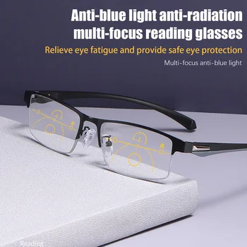 Мультифокальные очки для чтения из титана TR90, прогрессивные бифокальные очки с защитой от синего света, мужские и женские Очки для дальнозоркости с защитой от ультрафиолета