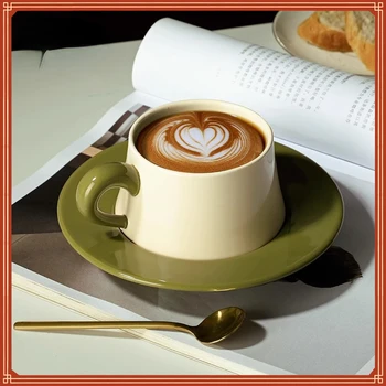 Набор кофейных чашек и блюдец, креативная керамическая чашка для латте, чашка для послеобеденного чая, изысканная кружка высокого класса