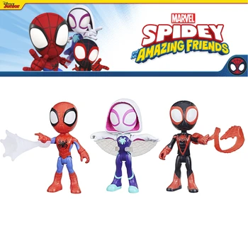 Набор Фигурки Marvel Spidey и его удивительные друзья 3 в 4-дюймовом масштабе, включает в себя 3 фигурки и 3 аксессуара для детей в возрасте от 3 лет и старше.,