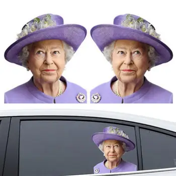 Наклейка на автомобиль Queen Elizabeth, Забавные наклейки на окна Queen Elizabeth для транспортных средств, Съемная наклейка на окно автомобиля для заднего стекла двери