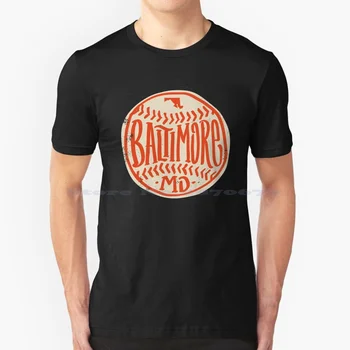 Нарисованный вручную бейсбольный мяч для Балтимора с пользовательской надписью, футболка из 100% хлопка, бейсбольная футболка Orioles, нарисованная вручную типография Bmore