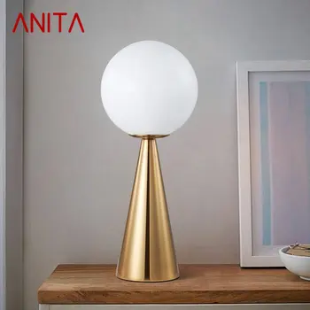 Настольная Лампа ANITA Nordic Gold LED с Современным Креативным Дизайном, Простой Прикроватный Декор, Настольная Лампа для Дома, Гостиной, Спальни