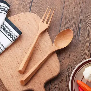 Натуральный креативный салат из мороженого, Кухонная вилка с деревянной ручкой, Деревянная ложка, посуда, столовые приборы