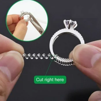 Невидимый Прозрачный Удобный регулятор размера спирального кольца, универсальное кольцо на палец уменьшенного размера, обернутое пружинящей нитью. Артефакт