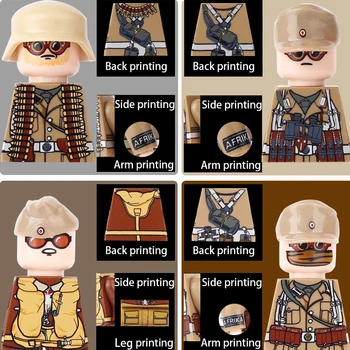 Немецкий североафриканский солдат Второй мировой войны, строительные блоки, британский премьер-министр Черчилль, фигурки пилотов-пехотинцев, кирпичи, мини-модели игрушек