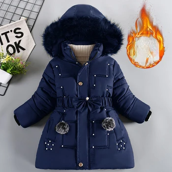Новая зимняя куртка с хлопковой подкладкой для девочек, детское модное пальто, детская верхняя одежда, детский теплый пуховик, одежда 4-12 лет Q34