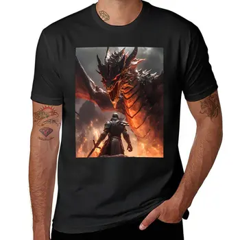 Новая футболка The Epic of Valor: Immortal Duel between Knight and Dragon для мальчиков, футболка с животным принтом, короткая футболка для мужчин