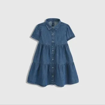 Новинка 2023 года Весна лето для маленьких детей джинсовые повседневные хлопчатобумажные платья для девочек Детская одежда