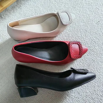 Новое поступление, офисные женские туфли-лодочки на низком каблуке, женские модельные туфли