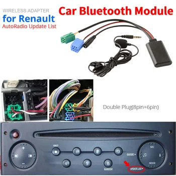 Новый автомобильный модуль Bluetooth, адаптер AUX с микрофоном, аудио громкой связи, музыкальный адаптер MP3, аудиокабель AUX для радио Renault Список обновлений