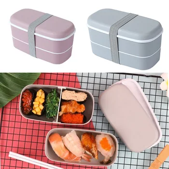 Новый двухслойный ланч-бокс Bento Box, Портативный герметичный контейнер для хранения продуктов, герметичный ланч-бокс для пикника в школьном офисе, можно использовать в микроволновой печи