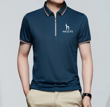 Новый дизайн, мужские Поло, Модные Контрастные Цвета, Летние Удобные хлопковые рубашки с коротким рукавом Hazzys Business Leisure Polo