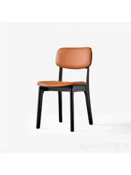 Обеденный стул из кожи из массива дерева в скандинавском стиле, Современный минималистичный домашний Креативный Легкий стул с роскошной спинкой, Дизайнерская мебель из ясеня
