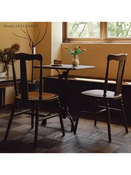 Обеденный стул Из Массива Дерева Французский Ретро Ротанговый Стул Ресторан Обеденный Стол Стул Из Ротанга Кофейня