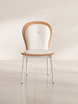 Обеденный стул кремового цвета, белый, элитный для макияжа, с мягкой сумкой, домашний стул из скандинавской кожи