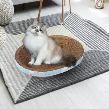 Овальный рифленый шезлонг-когтеточка для кошек с прочным картоном для