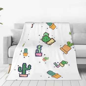 Одеяло с кактусом, Ультра Мягкие Уютные Цветущие цветы, Декоративное фланелевое одеяло на весь сезон Для дома, дивана, кровати, кресла, путешествий