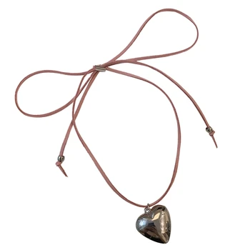 Ожерелье в виде сердца с регулируемой веревкой для девочки-подростка Уникальная бархатная веревка