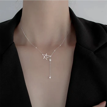 Ожерелье-подвеска на ключицу из стерлингового серебра S925 пробы с геометрическим кругом для женщин, модные украшения, аксессуары, подарок девушке