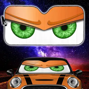 Оранжевые забавные сердитые мультяшные глаза Авто Солнцезащитные козырьки Аксессуары для лобового стекла Декор Подарок