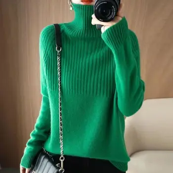 Осенне-зимний женский кашемировый свитер с высоким воротом, новый стиль, томный бриз, свободный толстый пуловер, шерстяной свитер на подкладке D101
