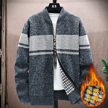 Осенне-зимний мужской свитер 2023, модный вязаный кардиган, мужской свитер высокого качества, корейская повседневная куртка, мужской свитер на молнии, 8899