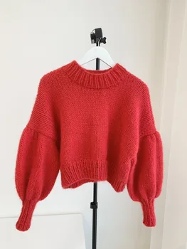 Осенне-зимний новый женский свитер ручной работы из мохера big red 2023 ➕ hat lazy